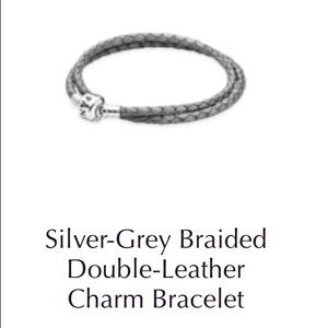 Pandora Grey Braided Double Leather Bracelet